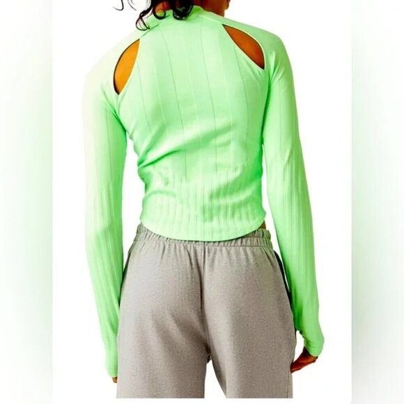 NWT Free People Movement Offside Layer Mock Neck Top in Lime Zest - Picture 2 of 7